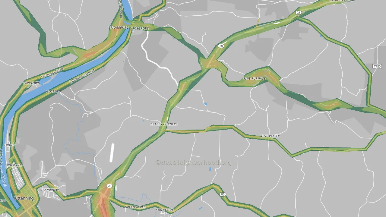 Edmon, PA Map of Noise Levels in Edmon