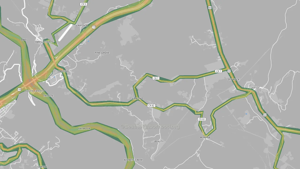 Edmond, WV Map of Noise Levels in Edmond