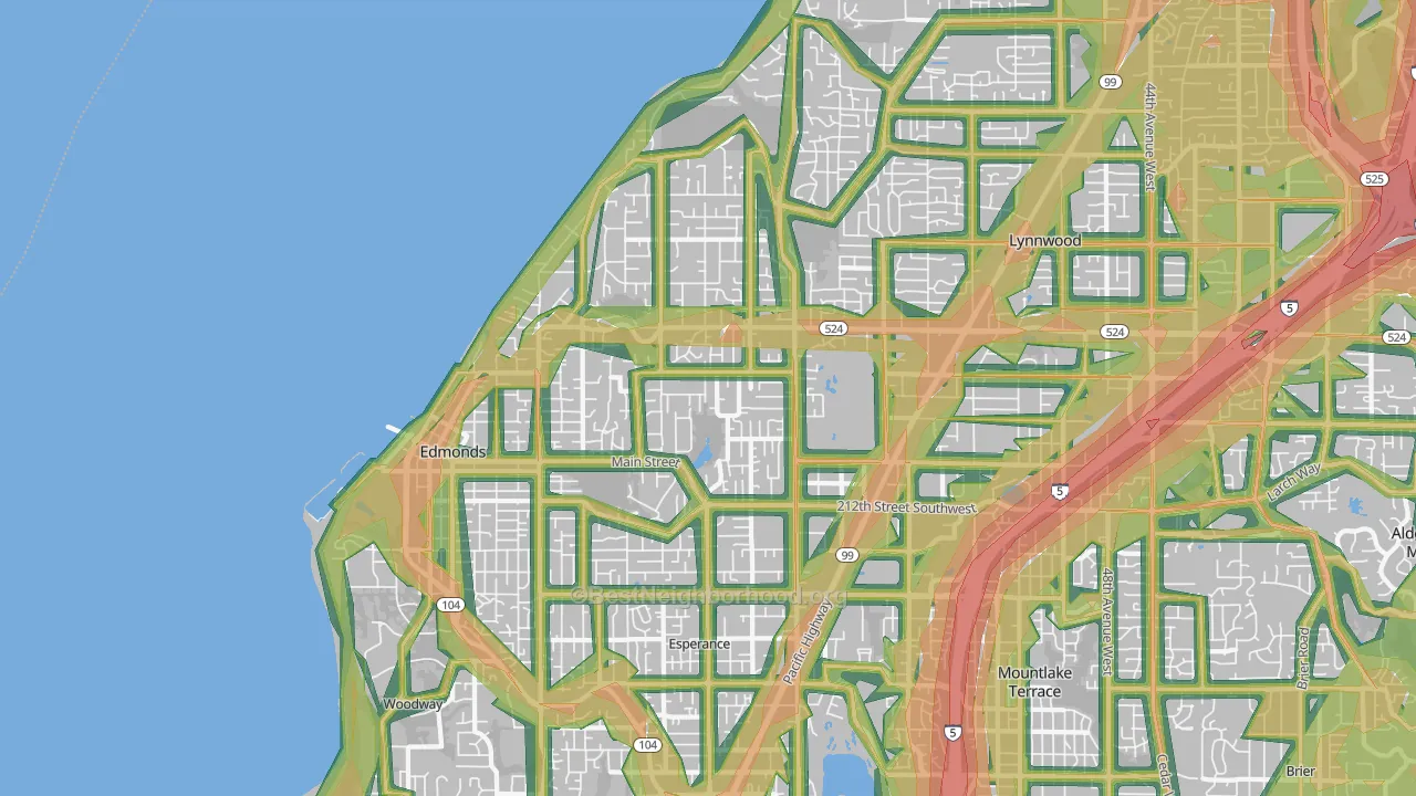 Edmonds, WA Map of Noise Levels in Edmonds