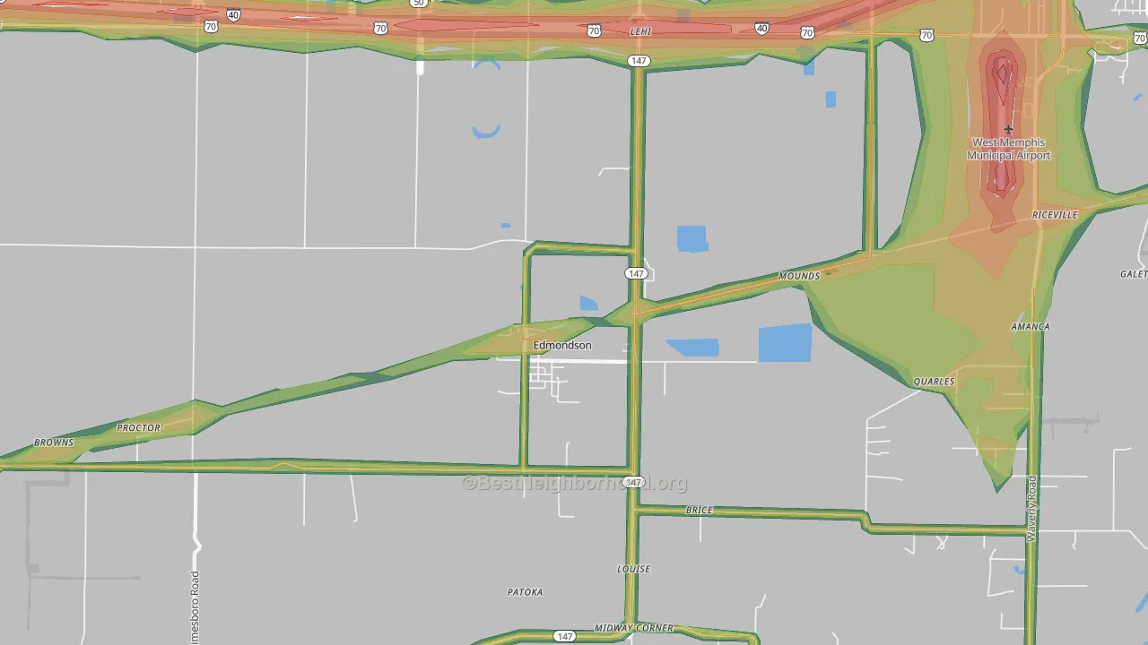 Edmondson, AR Map of Noise Levels in Edmondson