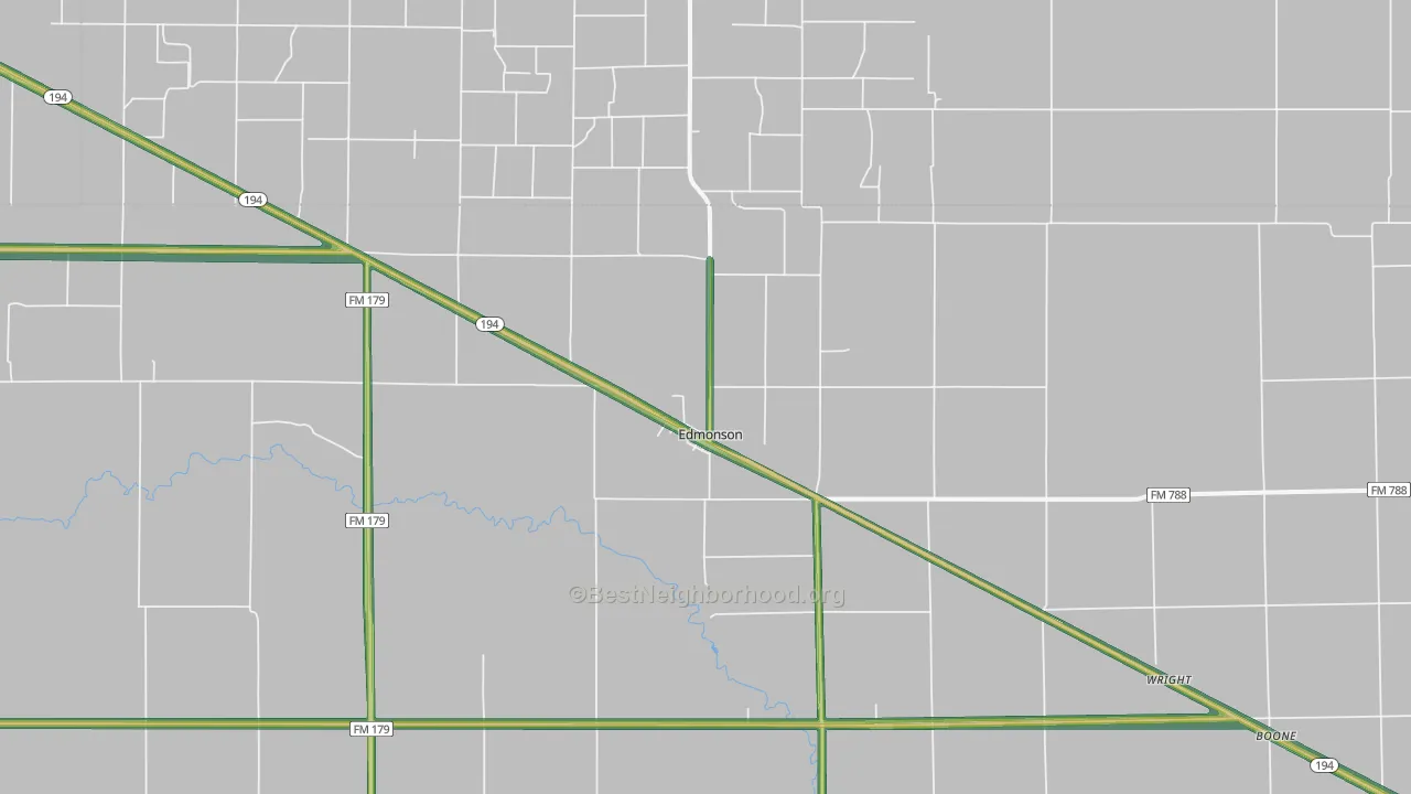 Edmonson, TX Map of Noise Levels in Edmonson