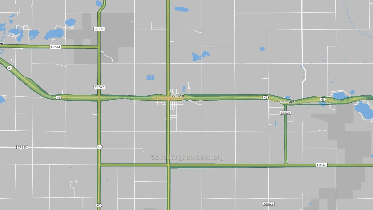 Edmore, MI Map of Noise Levels in Edmore