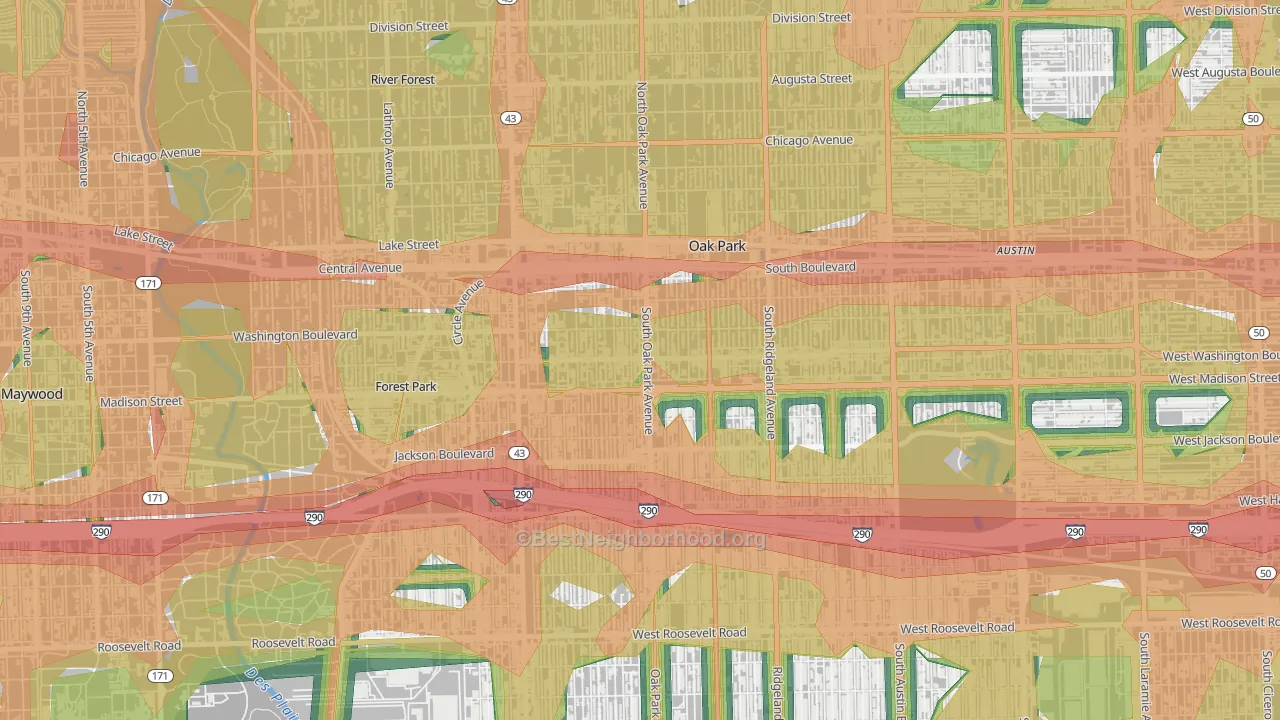 Edmund F Burton, Oak Park, IL Map of Noise Levels in Edmund F Burton