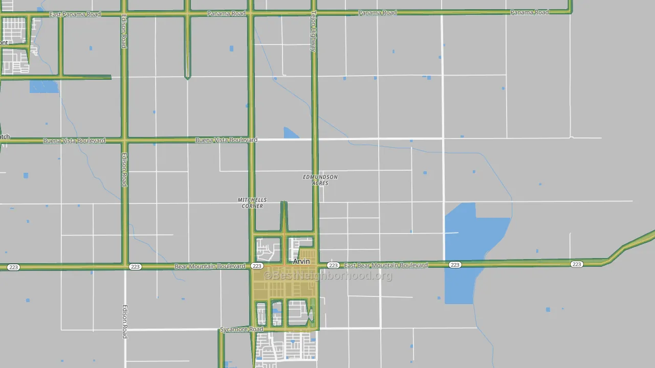 Edmundson Acres, CA Map of Noise Levels in Edmundson Acres