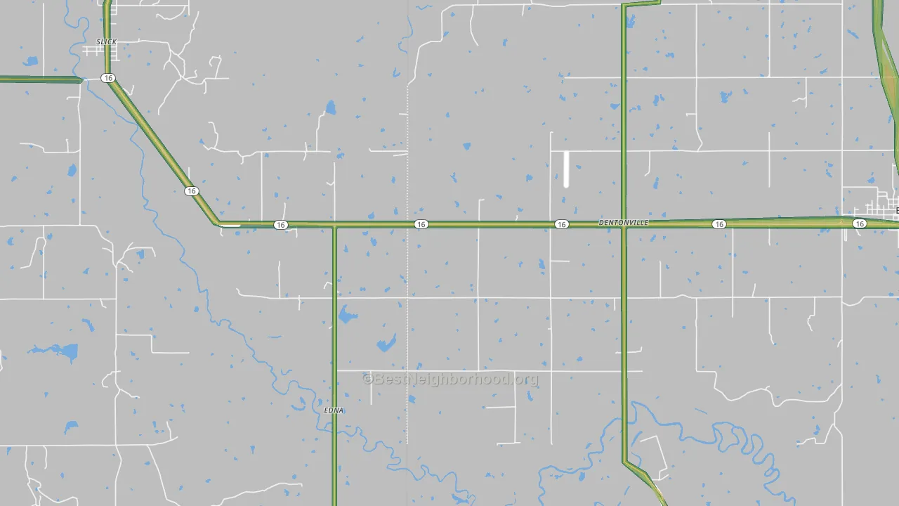 Edna, OK Map of Noise Levels in Edna