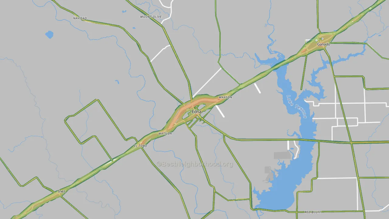 Edna, TX Map of Noise Levels in Edna