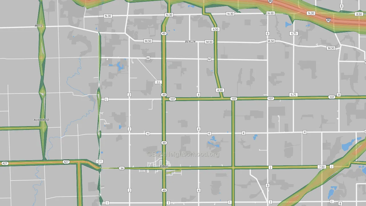 Edon, OH Map of Noise Levels in Edon
