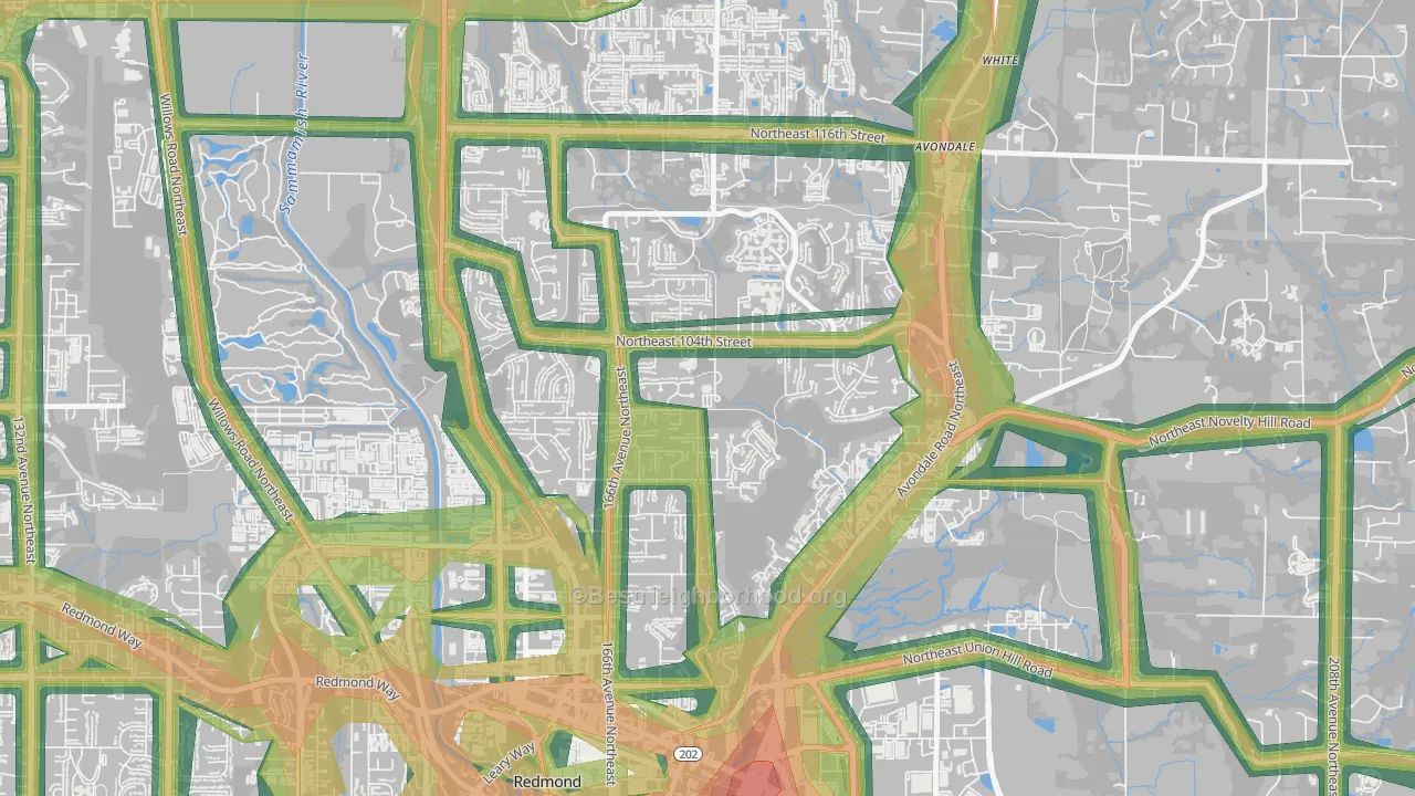 Education Hill, Redmond, WA Map of Noise Levels in Education Hill