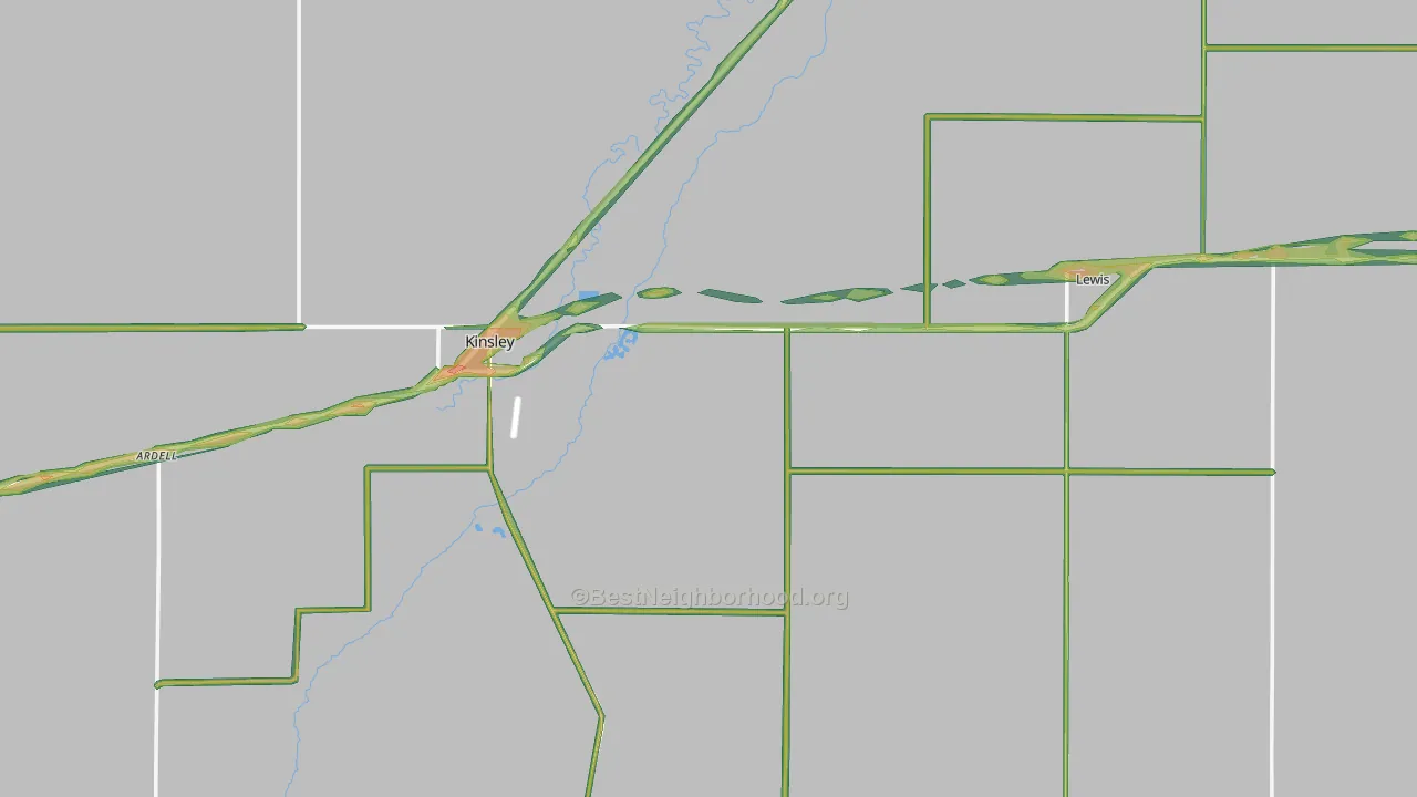 Edwards County, KS Map of Noise Levels in Edwards County