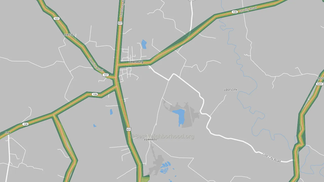 Edwards, KY Map of Noise Levels in Edwards