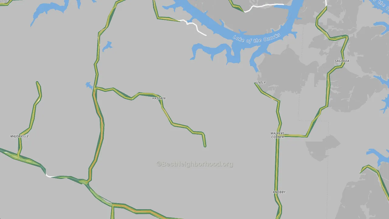 Edwards, MO Map of Noise Levels in Edwards