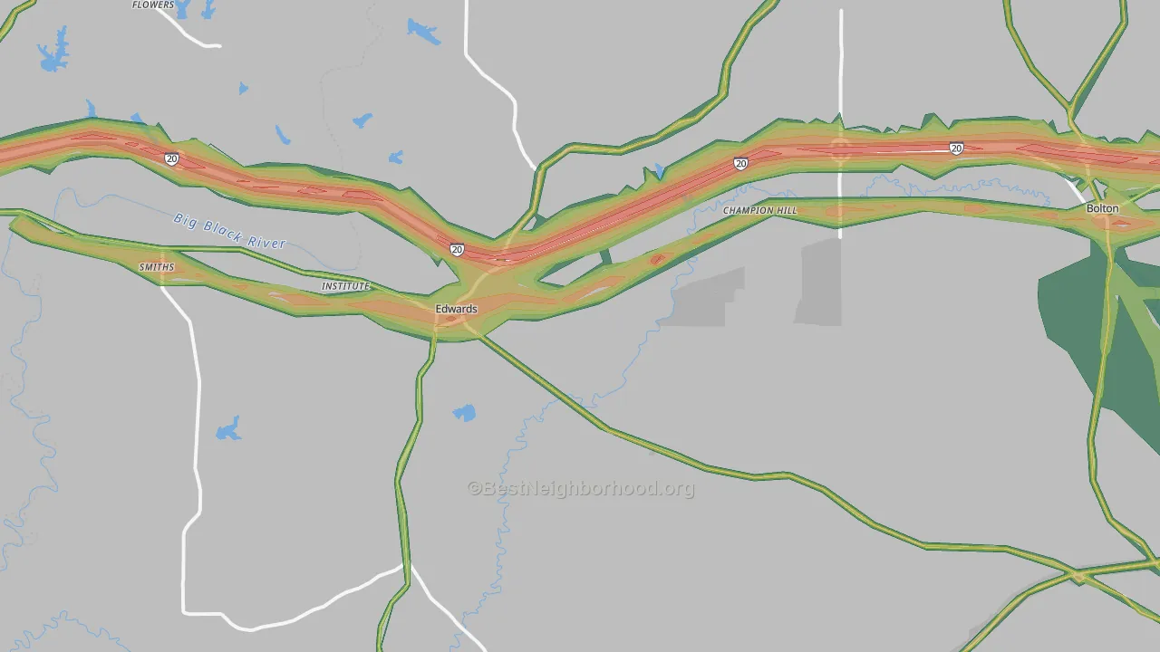 Edwards, MS Map of Noise Levels in Edwards