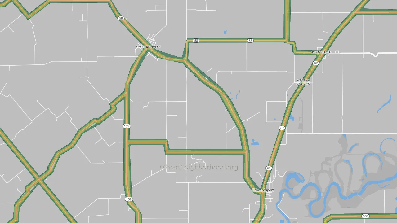 Edwardsport, IN Map of Noise Levels in Edwardsport