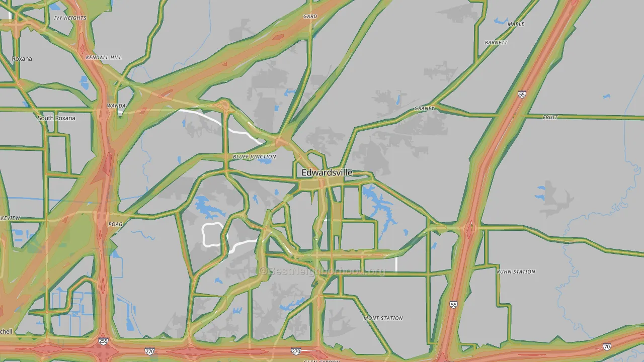 Edwardsville, IL Map of Noise Levels in Edwardsville