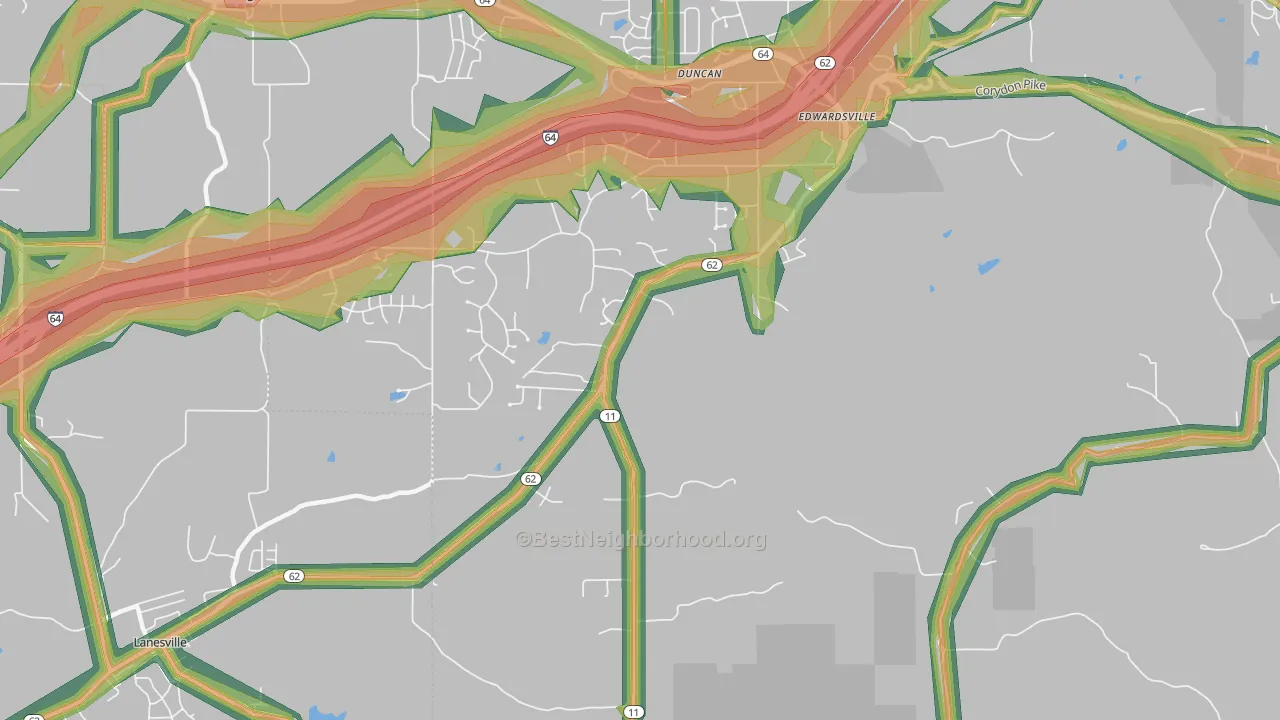 Edwardsville, IN Map of Noise Levels in Edwardsville