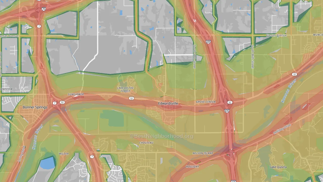 Edwardsville, KS Map of Noise Levels in Edwardsville