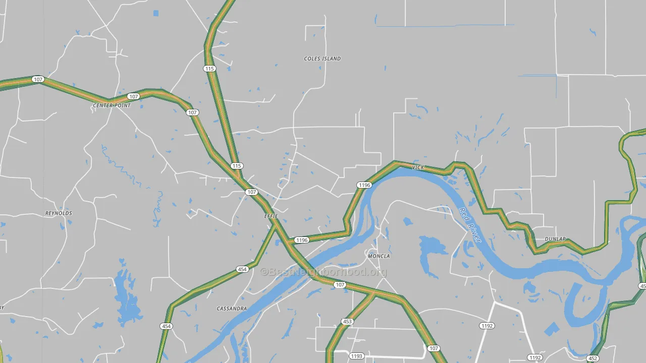 Effie, LA Map of Noise Levels in Effie
