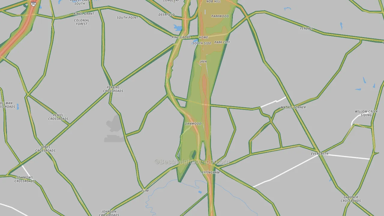 Effingham, SC Map of Noise Levels in Effingham