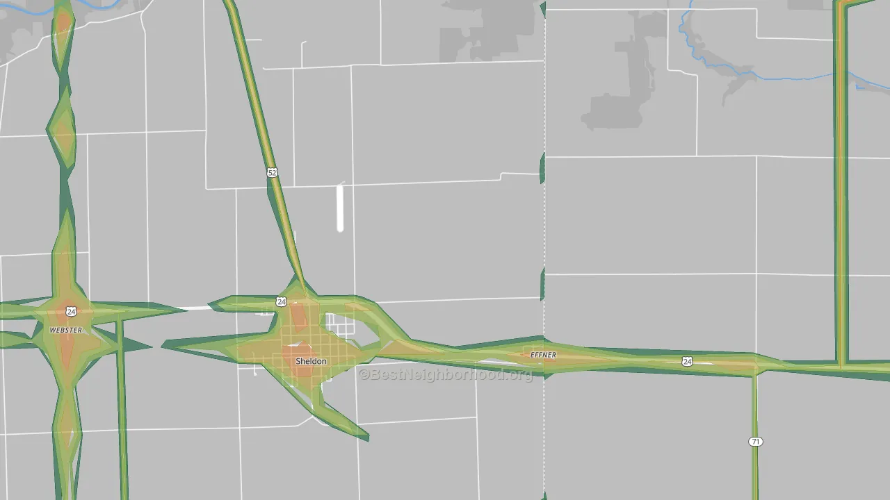 Effner, IL Map of Noise Levels in Effner