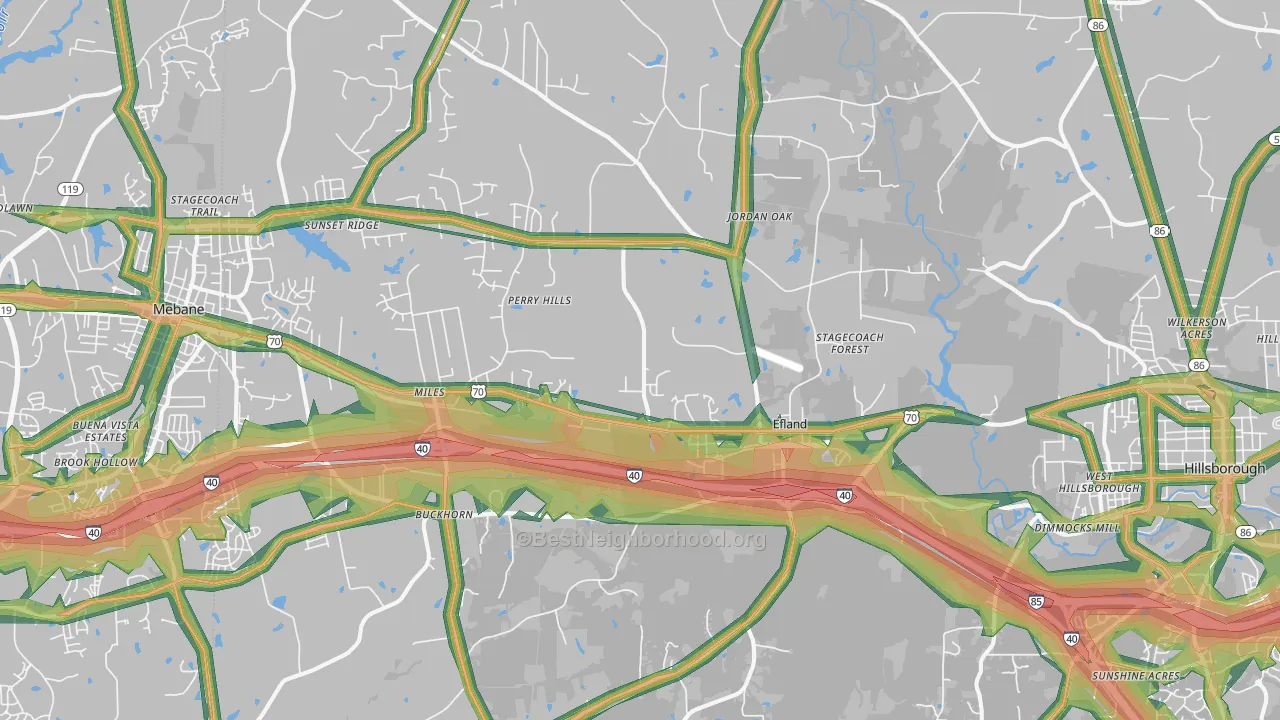Efland, NC Map of Noise Levels in Efland