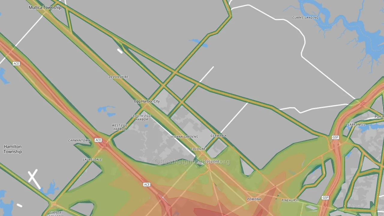 Egg Harbor City, NJ Map of Noise Levels in Egg Harbor City