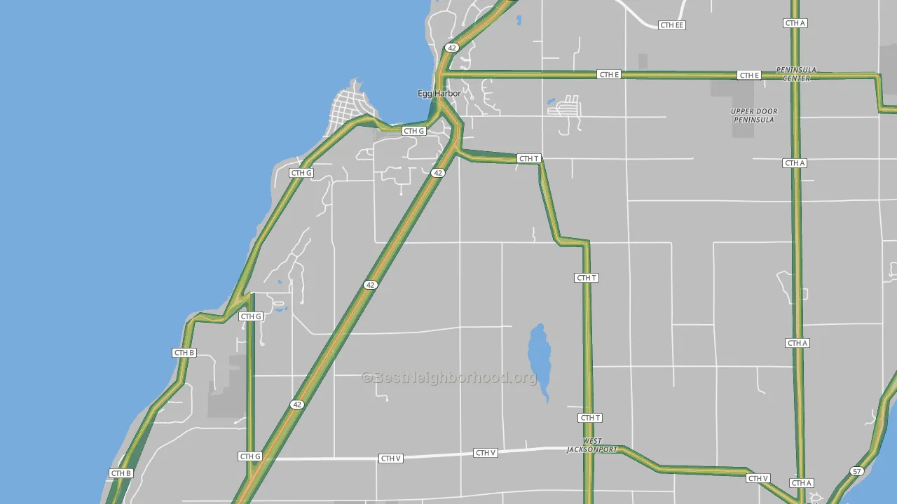 Egg Harbor, WI Map of Noise Levels in Egg Harbor