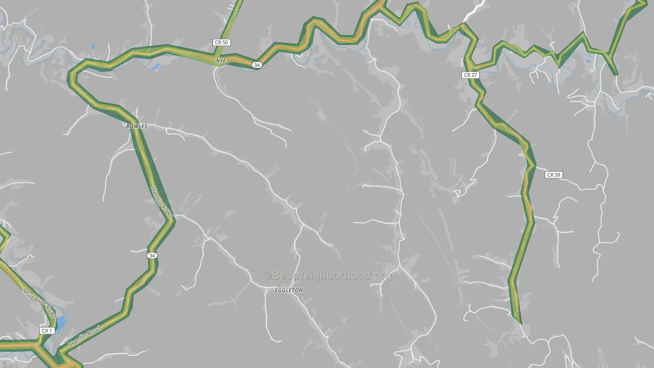 Eggleton, WV Map of Noise Levels in Eggleton