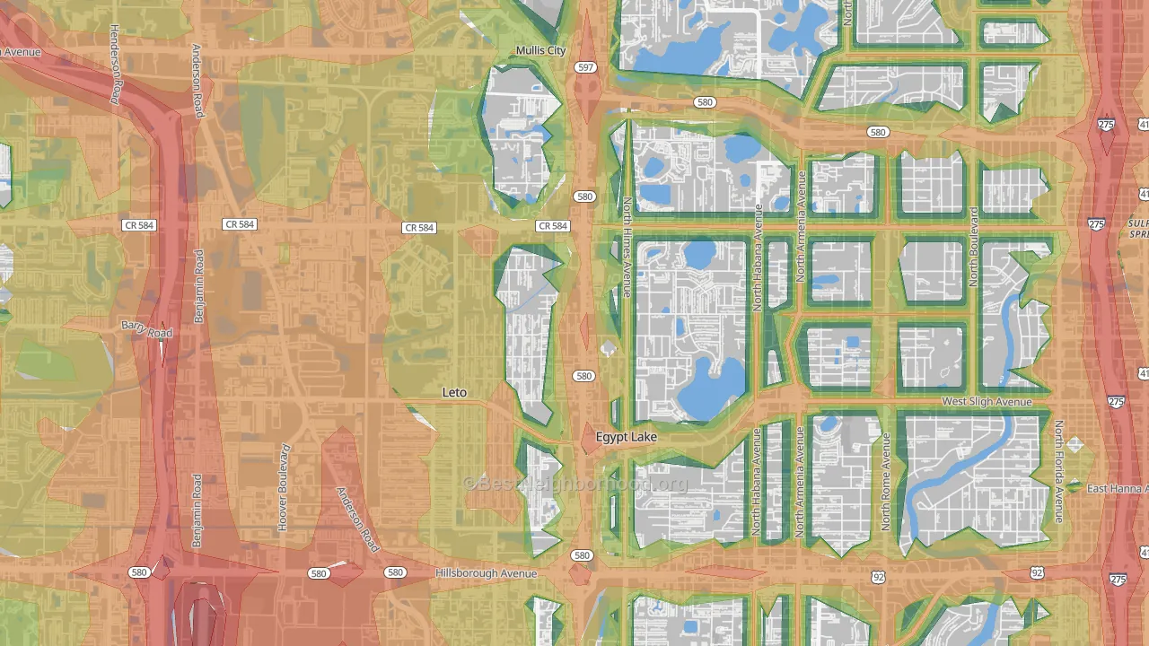 Egypt Lake-Leto, FL Map of Noise Levels in Egypt Lake-Leto