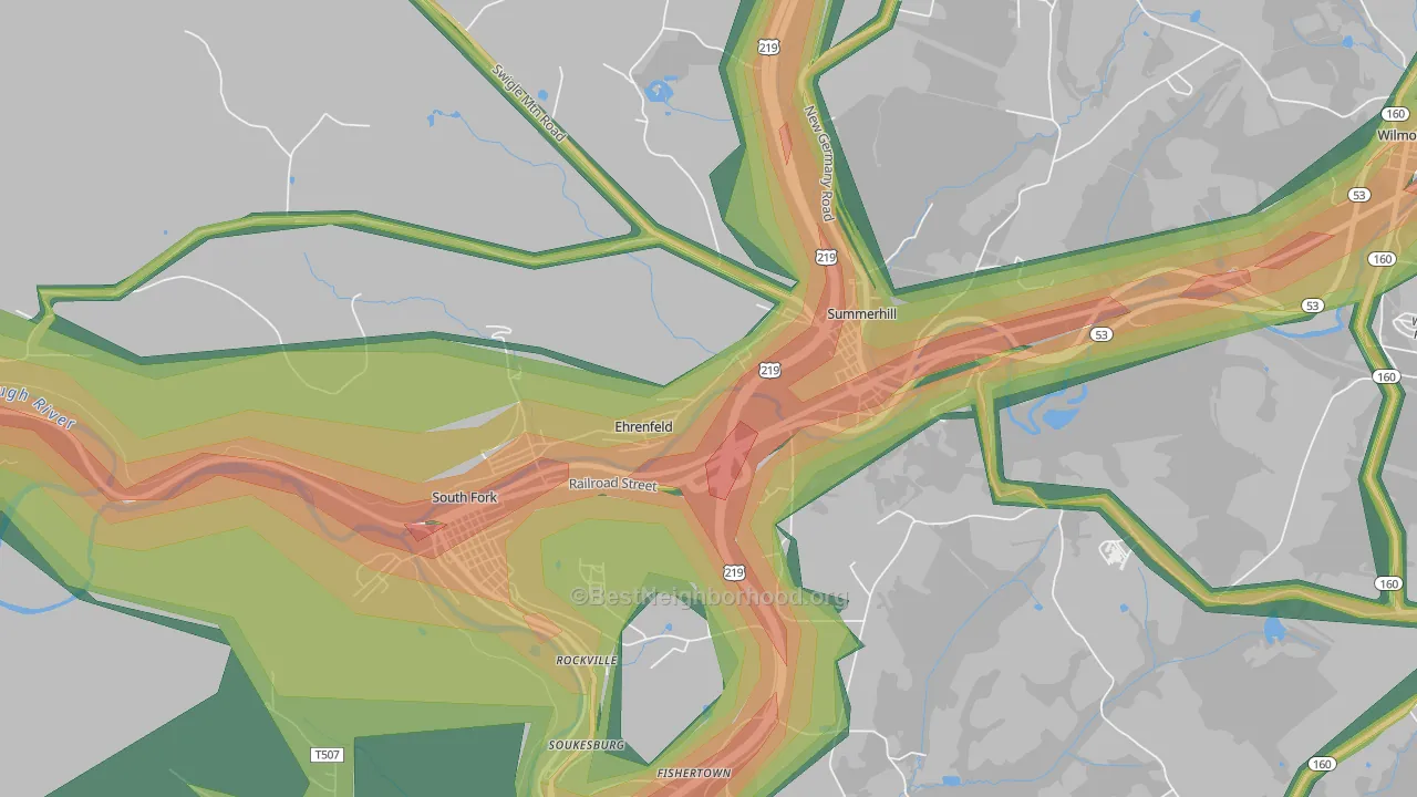 Ehrenfeld, PA Map of Noise Levels in Ehrenfeld