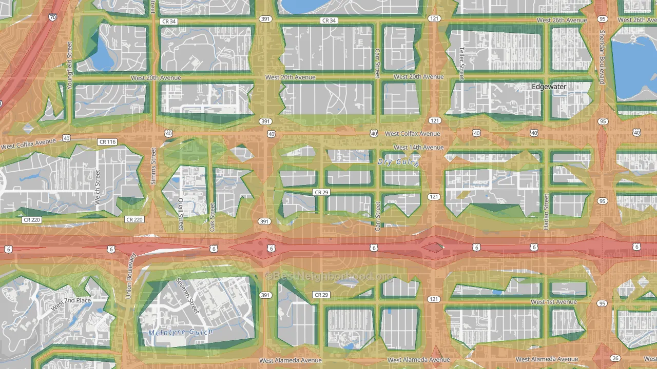 Eiber, Lakewood, CO Map of Noise Levels in Eiber