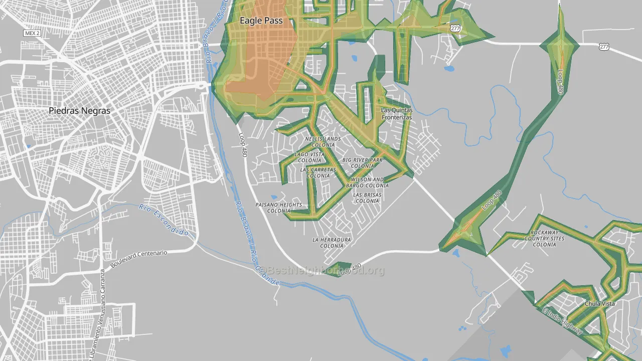 Eidson Road, TX Map of Noise Levels in Eidson Road