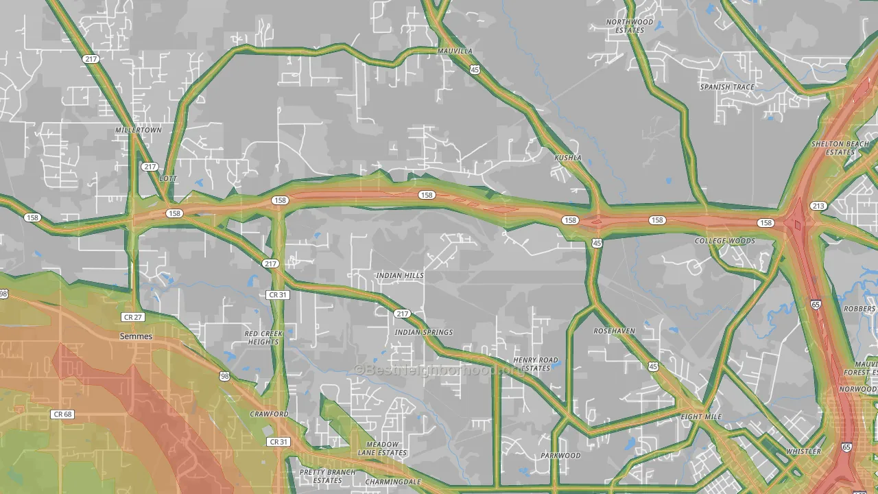 Eight Mile, AL Map of Noise Levels in Eight Mile
