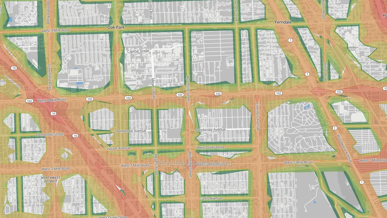 Eight Mile Wyoming, Detroit, MI Map of Noise Levels in Eight Mile Wyoming
