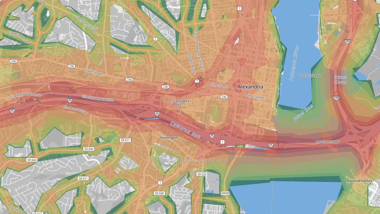 Eisenhower East, Alexandria, VA Map of Noise Levels in Eisenhower East