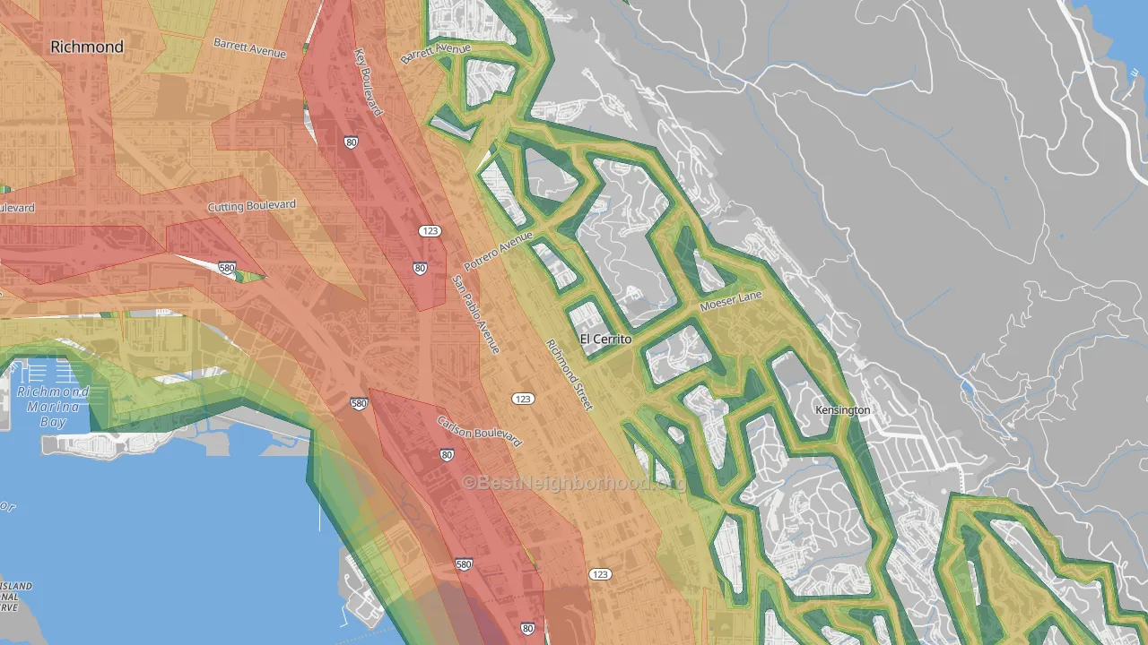 El Cerrito, CA Map of Noise Levels in El Cerrito