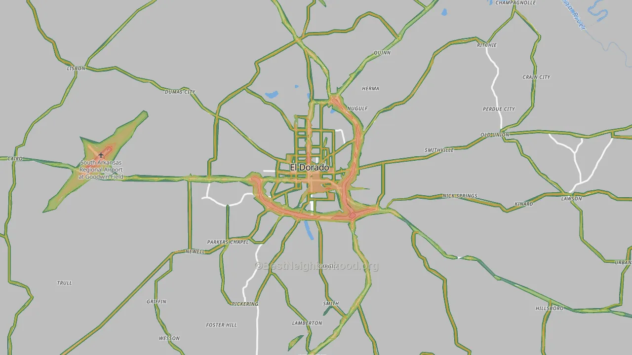 El Dorado, AR Map of Noise Levels in El Dorado