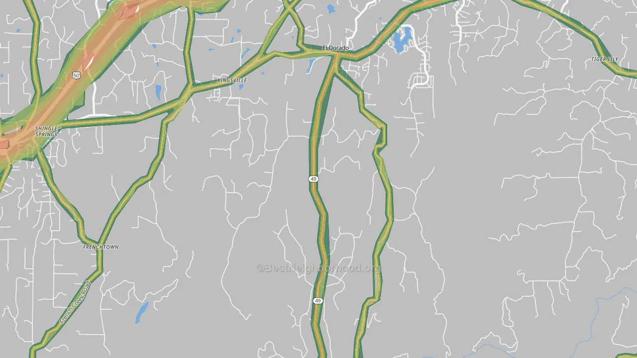 El Dorado, CA Map of Noise Levels in El Dorado