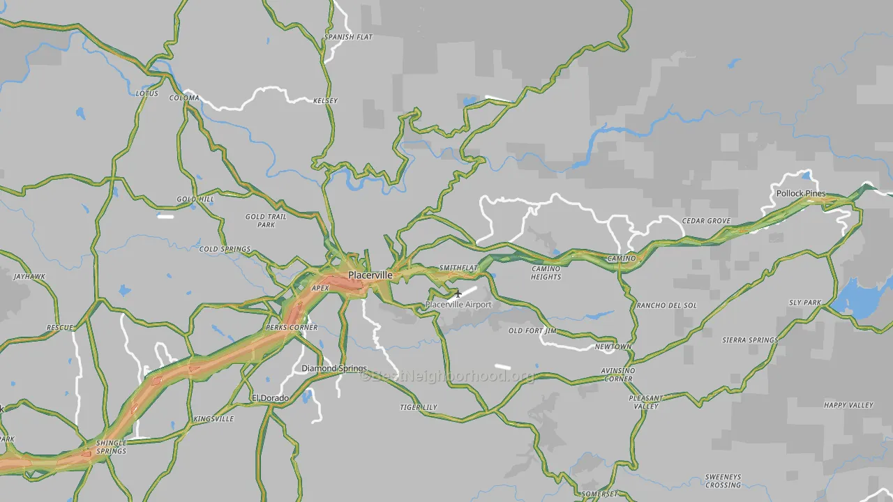 El Dorado County, CA Map of Noise Levels in El Dorado County