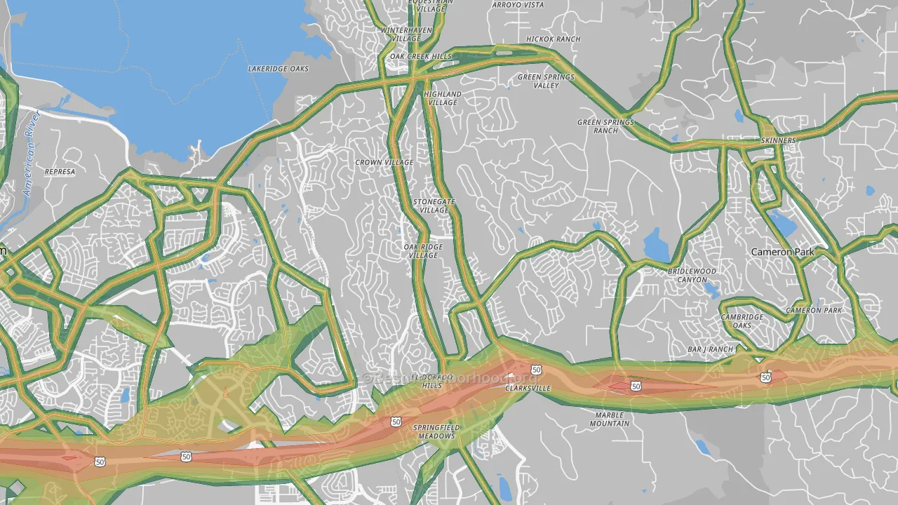 El Dorado Hills, CA Map of Noise Levels in El Dorado Hills