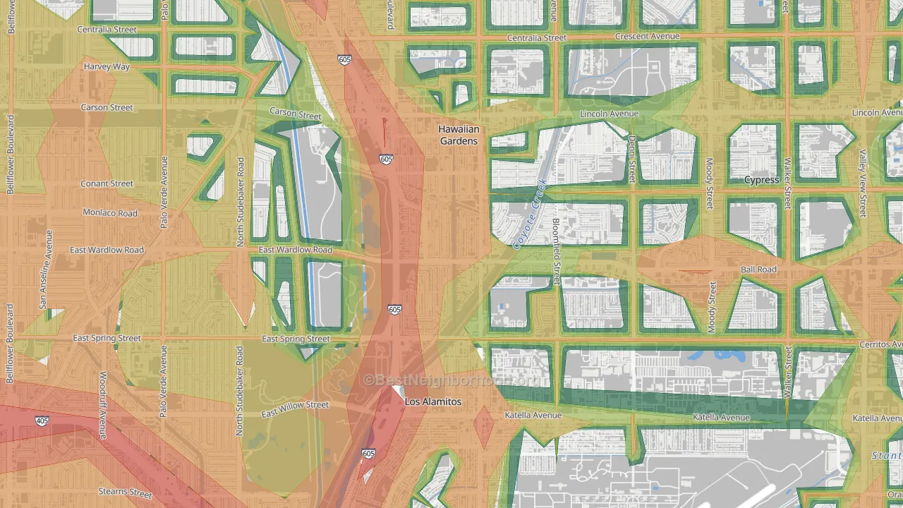 El Dorado Park, Long Beach, CA Map of Noise Levels in El Dorado Park