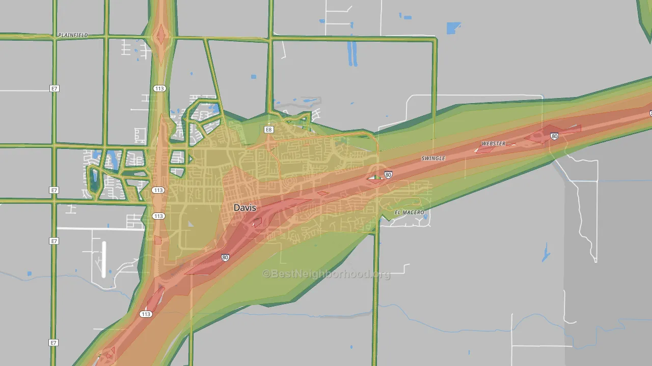 El Macero, CA Map of Noise Levels in El Macero