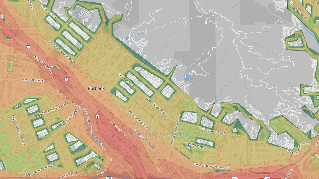 El Miradero, Glendale, CA Map of Noise Levels in El Miradero