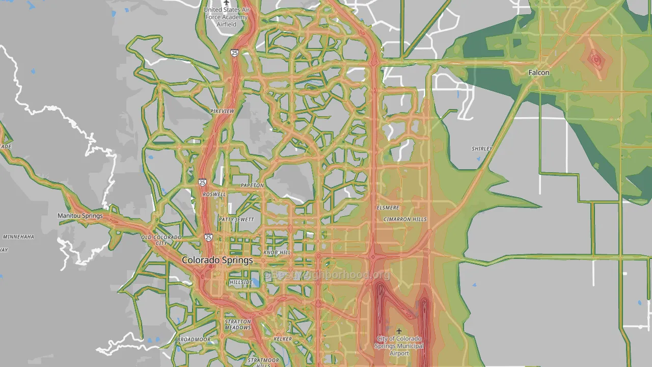 El Paso County, CO Map of Noise Levels in El Paso County