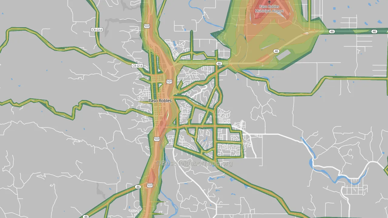 El Paso de Robles, CA Map of Noise Levels in El Paso de Robles