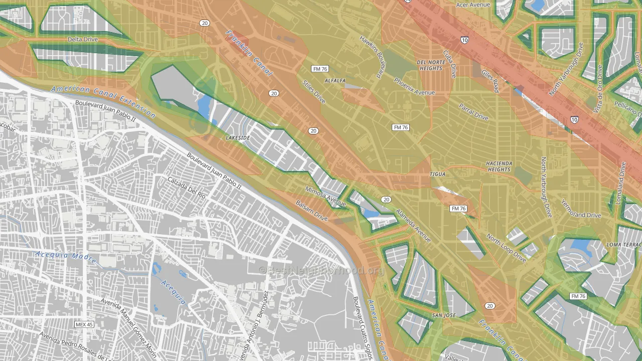 El Paso Lower Valley, El Paso, TX Map of Noise Levels in El Paso Lower Valley