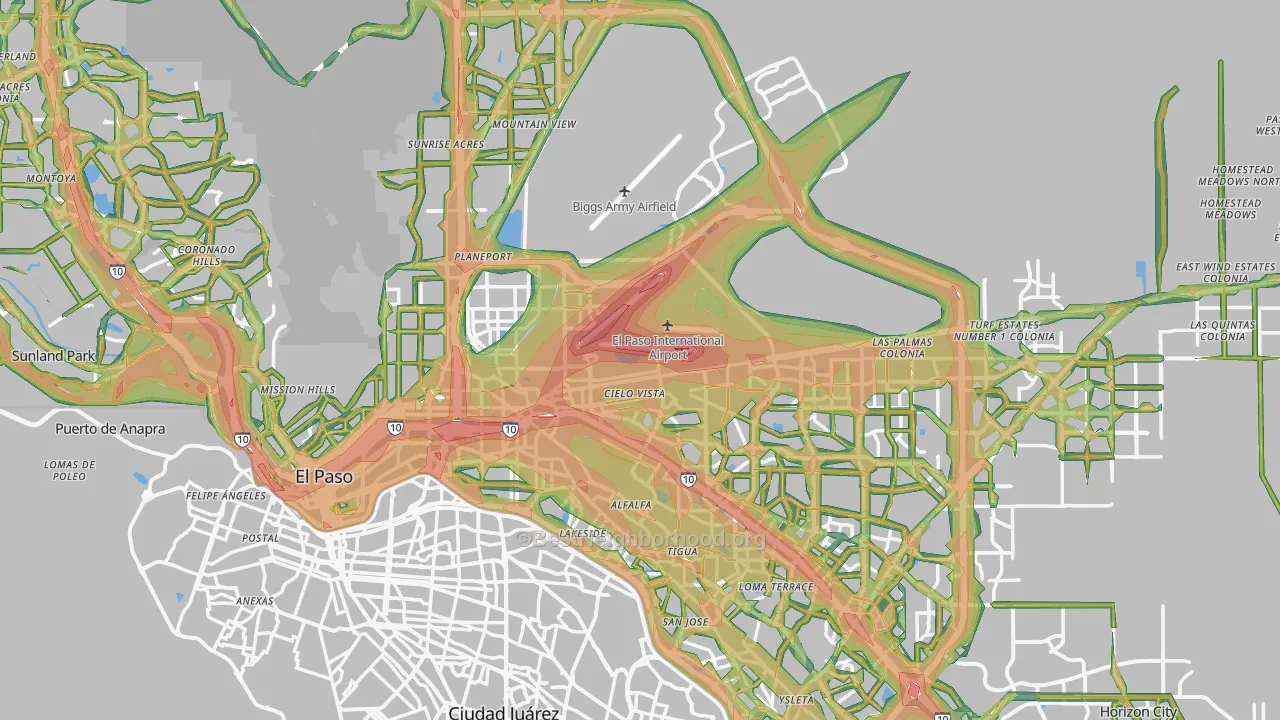 El Paso, TX Map of Noise Levels in El Paso