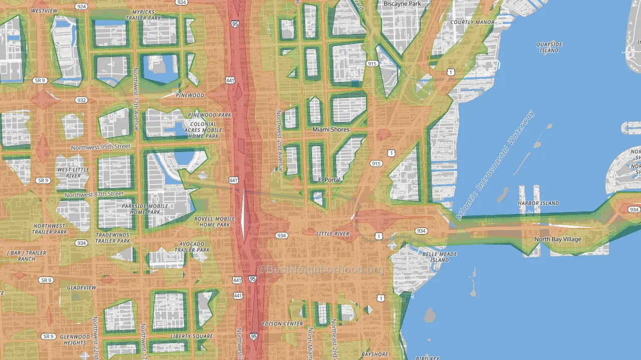 El Portal, FL Map of Noise Levels in El Portal