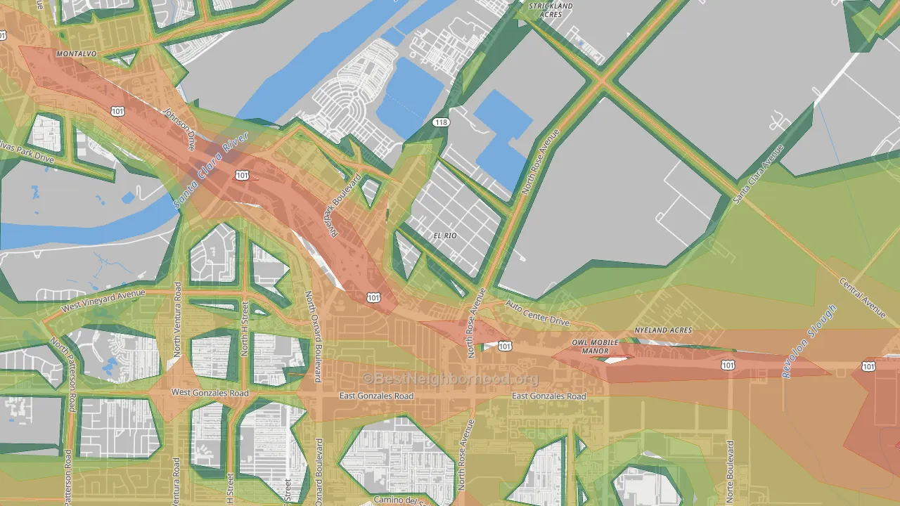 El Rio, Oxnard, CA Map of Noise Levels in El Rio