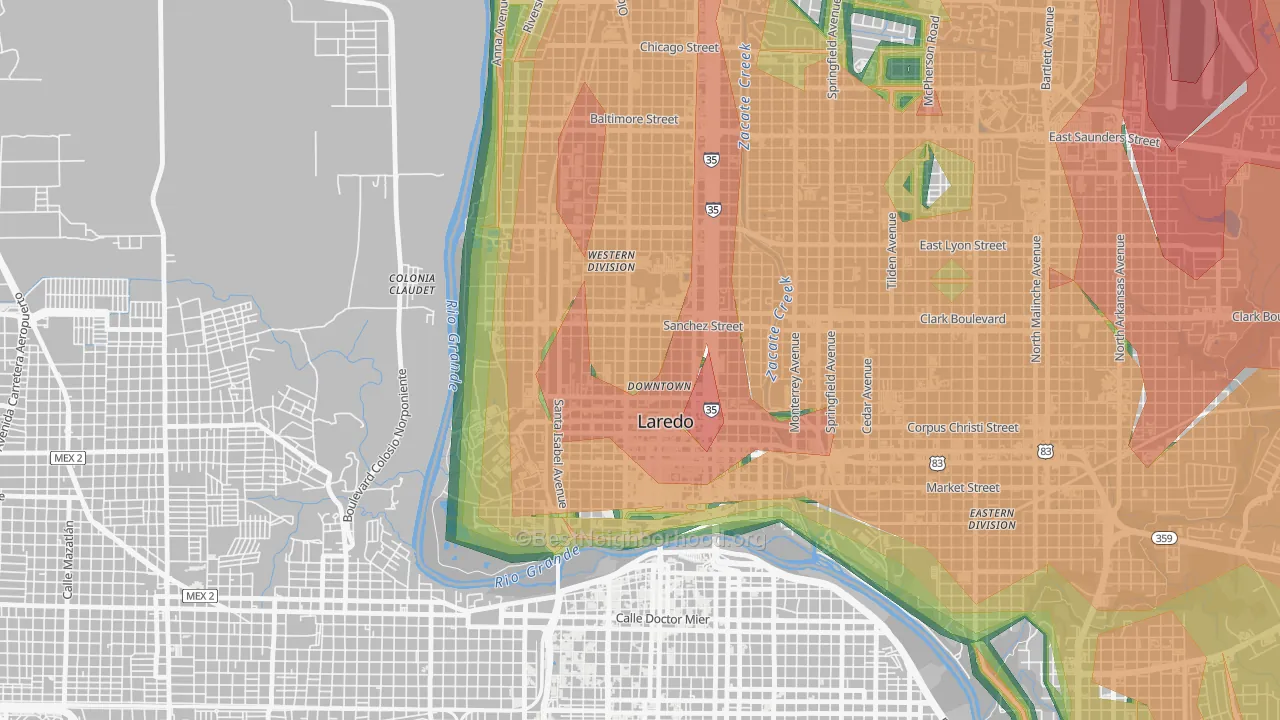 El Trece, Laredo, TX Map of Noise Levels in El Trece