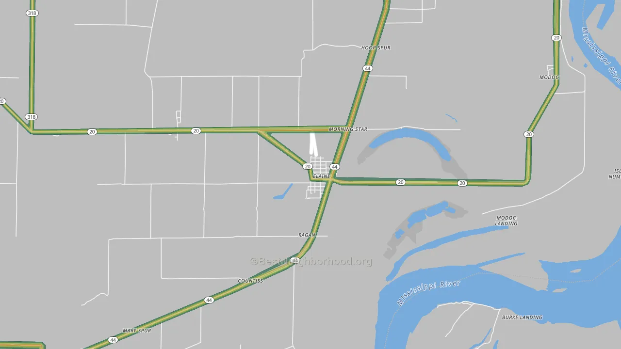 Elaine, AR Map of Noise Levels in Elaine